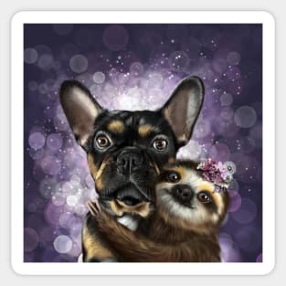 Frenchie and Sloth hug Sticker